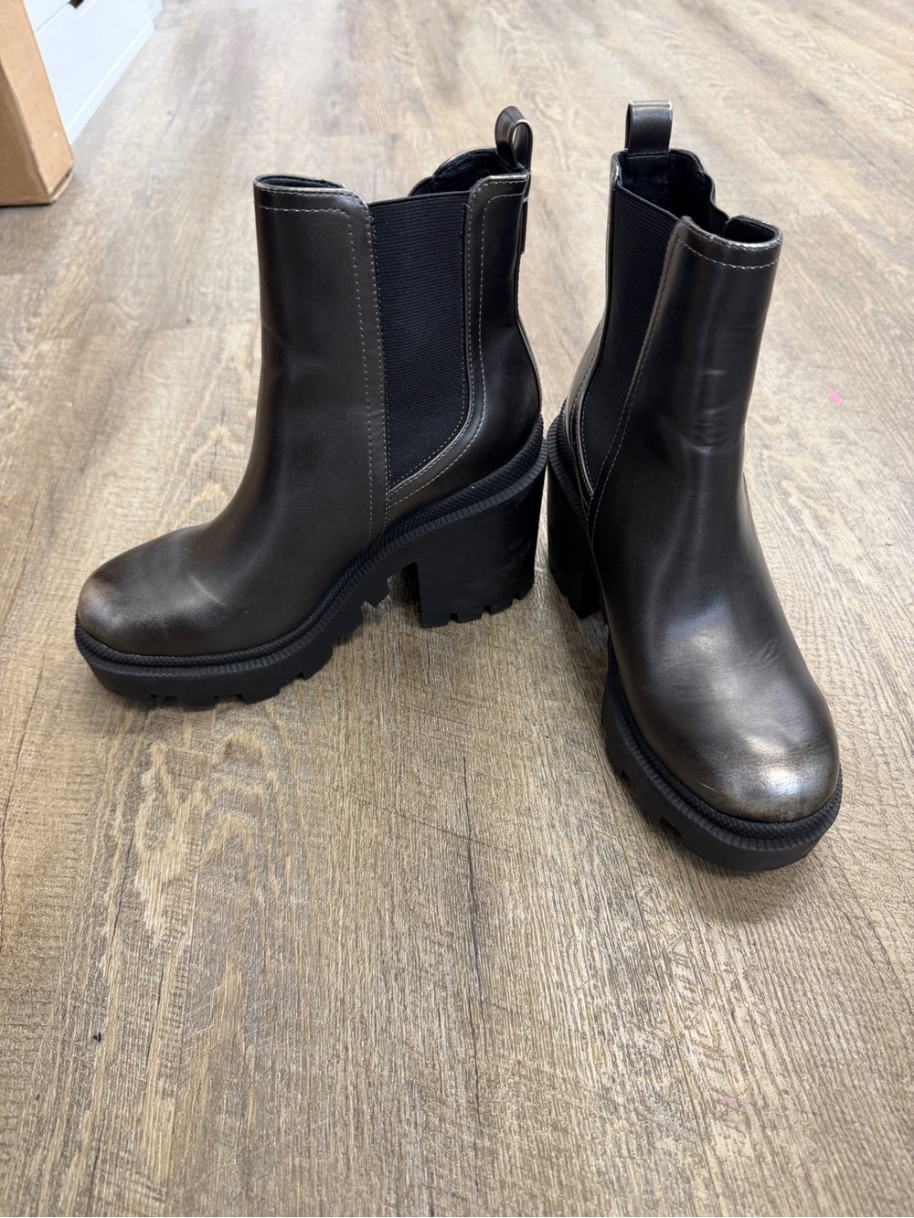 Nine West Black Lug Sole Chelsea Ankle Boots